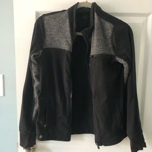 Athleta Girl black grey sleeve pattern zip jacket
